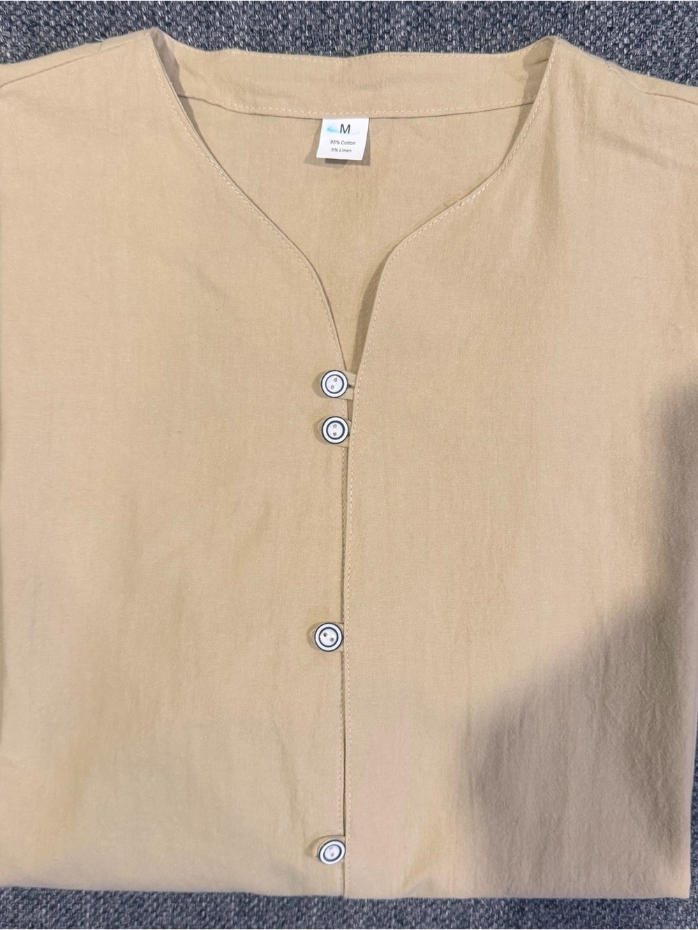 Women’s Beige Button-Front Cotton Shirt - M
